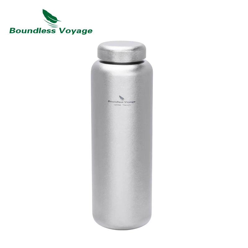 Boundless Voyage Titanium Water Bottle 1.2L Wide Mouth Flask Bottle Portable Water Canteen for Backpacking Gym Daily Use Ti3019D
