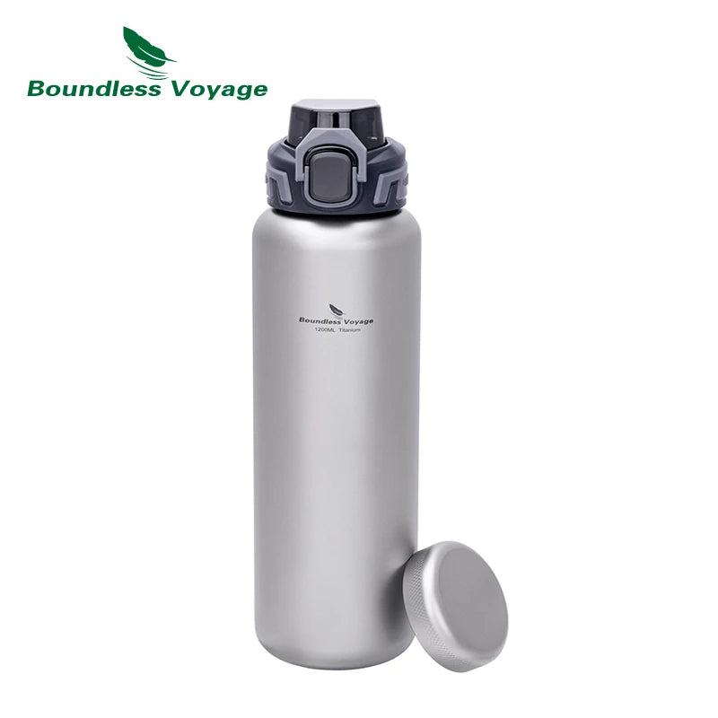 Boundless Voyage Titanium Water Bottle 1.2L Wide Mouth Flask Bottle Portable Water Canteen for Backpacking Gym Daily Use Ti3019D