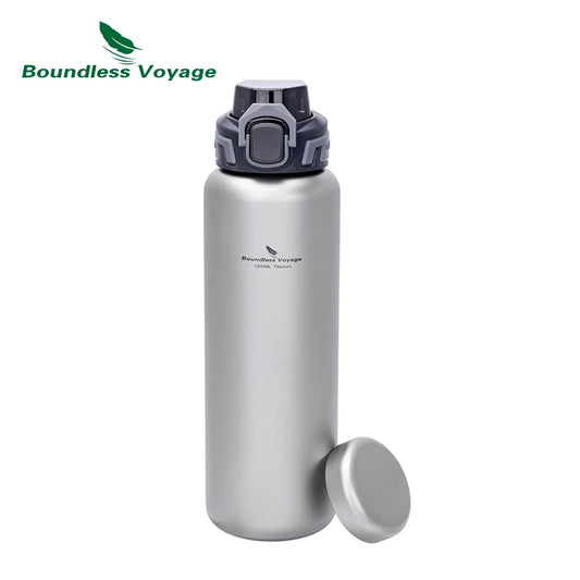 Boundless Voyage Titanium Water Bottle 1.2L Wide Mouth Flask Bottle Portable Water Canteen for Backpacking Gym Daily Use Ti3019D